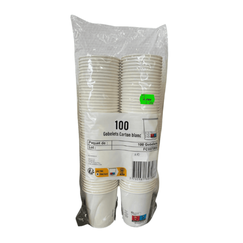 Gobelets en Carton Blanc x100